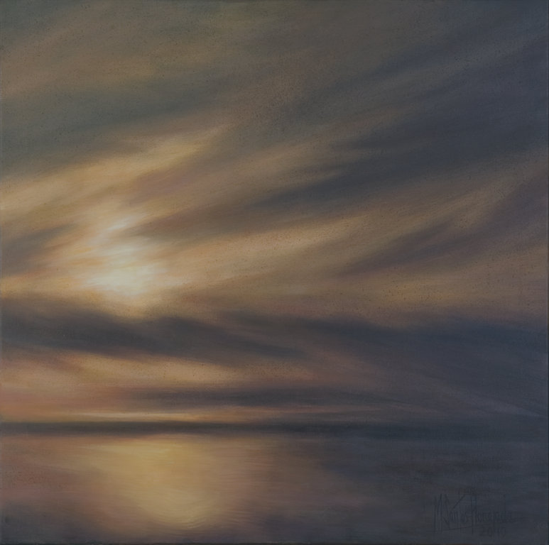 María Santos Horcajada Díaz de Espada: Keskiyön aurinko II. Öljy kankaalle. 100 x 100 cm. 2010.